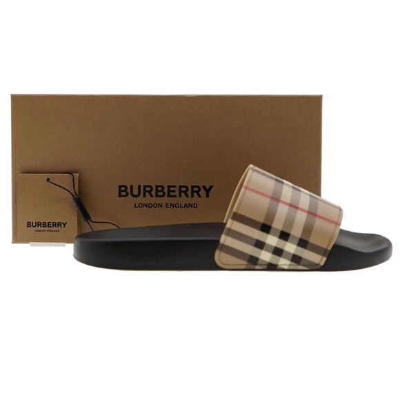 Burberry Furley Vintage Check Slides Men Size 13 New - Picture 7 of 7